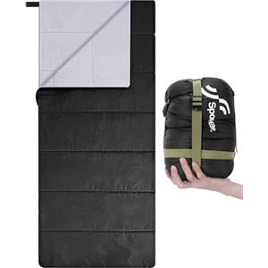 Sportneer Sacco a Pelo, Sportneer Estate Sacchi a Pelo per Adulti Sacchi a Pelo Leggero e Idrorepellente per Uso Interno ed Esterno,Zaino in Spalla e Campeggio ed Escursionismo, 15℃-25℃, Nero