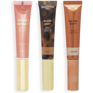 Revolution Pro Cream Face Wand Trio, set di trucco in crema per contorno, fard ed highlighter, vegano e senza crudeltà, leggero, 1x12ml, 2x15ml