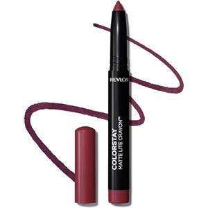 Revlon ColorStay Matte Lite Crayon Rossetto con Temperino Incorporato, a Prova di Sbavature, Resistente all'Acqua e Non Secca le Labbra, 012 On Cloud Wine, 1.4g