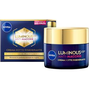 NIVEA Luminous630 Anti-Macchie Crema Notte Rigenerante 50 ml, Crema viso antirughe e antimacchia, Crema viso Acido Ialuronico e Thiamidol brevettato, Crema antimacchie viso per una pelle rinnovata