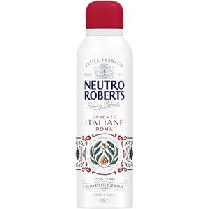 Neutro Roberts, Deodorante Spray Roma Senza Sali di Alluminio, Zero Macchie, con Olio Essenziale di Alloro e Fiori di fico, Con Puro Olio di Glicerina, Deodorante Donna e Uomo, 200 ml, 48h