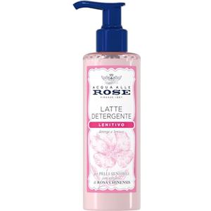 Acqua alle Rose, Latte Detergente Lenitivo, Con Estratto di Rosa Chinensis, Ideale per le Pelli Secche o Sensibili, Deterge e Idrata la Pelle Delicatamente, Uso Quotidiano, 200 ml