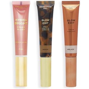 Revolution Pro Set di trucchi Revolution Pro Cream Face Wand Trio, Contour, Blush e Highlighter in crema, Vegano e Cruelty-Free, Medium, 1x12ml, 2x15ml