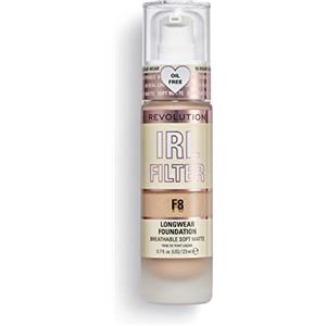 Revolution Beauty London Makeup Revolution, IRL Filter, Fondotinta Longwear, Copertura da media a totale, Finitura opaca, Durata 16 ore, F8, Toni della pelle da medi a scuri, 23ml