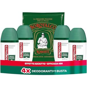 Borotalco, Deodorante Vapo Originale, con Talco a Cristalli Attivi, Tripla Protezione Asciutta, Senza Alcool, Profumo di Borotalco - 4 Pezzi da 75 ml - Esclusiva Amazon