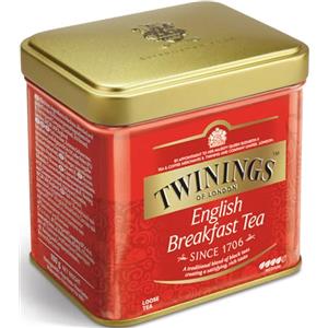 Twinings, English Breakfast Tea Sfuso, Classica Miscela di Tè Neri Selezionati, Gusto Deciso e Corposo, Infusi e Tisane, 1 Confezione in Latta da 100 g