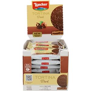 Loacker, Tortina Gran Pasticceria Dark Noir, Tortina con Cuore di Crema alla Nocciola e Cialde Wafer, Ricoperte di Cioccolato Fondente, Merenda e Snack, 1 Confezione da 24 Biscotti Monoporzione