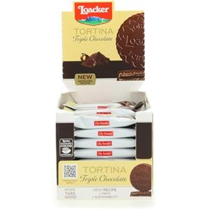 Loacker, Tortina Triple Dark, Sottili Cialde di Wafer Ricoperte da Cioccolato Fondente con Crema al Cacao Pregiato, Merenda e Snack, Formato Convenienza, Confezione da 24 Biscotti Monoporzione