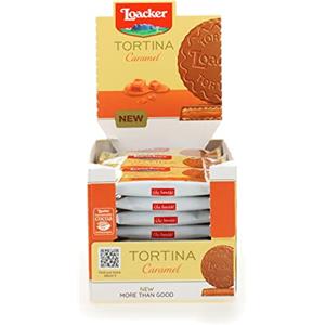 Loacker Tortina Caramel, Fragranti Cialde di Wafer Ricoperte di Cioccolato al Latte con Cuore di Crema al Caramello, Merenda e Snack, Formato Convenienza, Confezione da 24 Biscotti Monoporzione
