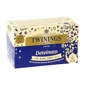 Twinings, Tè Deteinato Earl Grey, Tè Nero Deteinato con Aroma di Bergamotto, Gusto Morbido e Bilanciato, Infusi e Tisane, 1 Confezione da 20 Filtri