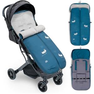 Interbaby Sacco Passeggino Invernale Universale Interbaby | Copri Passeggino Universale Morbida | Sacco Termico per Ovetto Rimovibile, Doppia Apertura, Facile da Lavare, Materiali Anallergici, Cuccioli Blu