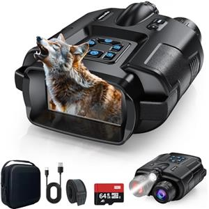 Haokoo Visore Notturno 4K UHD 40MP, Binocolo Visione Notturna 600m Lunga Distanza, Batteria 5000mAh, Schermo 3.3'' TFT, Zoom 8X, Scheda 64GB Inclusa, Perfetto per Campeggio & Sicurezza