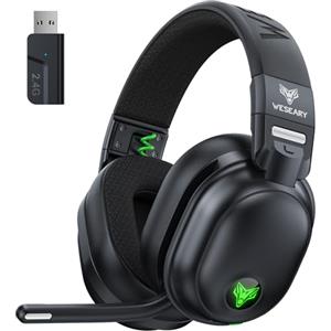 WESEARY WG3 Cuffie Gaming Wireless, 2,4 GHz Cuffie Gaming con Microfono per PS5, PS4, PC, Switch, Mac, Mobile, Cuffie PS5 con Stereo, Cuffie Bluetooth Over Ear con Luce RGB, Batteria da 50 Ore