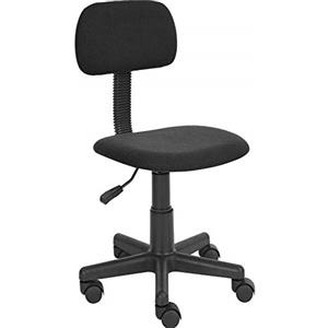 BAKAJI Sedia Poltrona Poltroncina Operativa Con 5 Ruote Piroiettanti Ufficio Cameretta Stanzetta in Tessuto Nero Regolabile Con Schienale Imbottito (Nero)