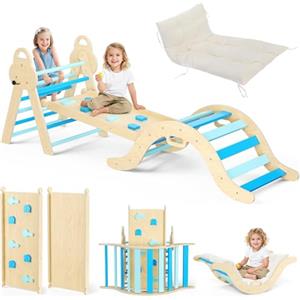STYPLZ Montessori - Set da Gioco per Interni, 7 in 1 Montessori, Set da Arrampicata per Interni, con Cuscino e Scivolo per Bambini, Parco Giochi per Interni da 1 a 3 Anni