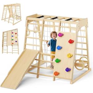 STYPLZ Montessori - Set da Gioco per Interni, 9 in 1 Montessori, Set da Arrampicata per Interni, con Cuscino e Scivolo per Bambini, Parco Giochi per Interni da 1 a 3 Anni(Grande Scalata