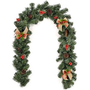 Generic Rochester - Ghirlanda natalizia in abete rosso, 180 cm, con bacche e pigne, lussureggiante decorazione natalizia in PVC, per camino, scale, porta, caminetto e da appendere alla parete, per interni ed