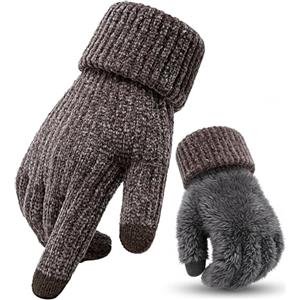 CHENMEI Guanti Termici Invernali Uomo - Touch Screen Guanti in Lana per Uomini e Donne, con Caldi Pile e Polsini Elastici, Adatto per Gli Sport Invernali All'aperto