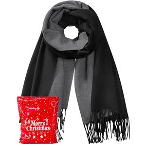 Lonya Sciarpa Donna Invernale Imitazione Cashmere Elegante Reversibile Pashmina Morbida Caldo Lungo Grande Wrap Sciarpone Con Frange Per Matrimoni,Nero