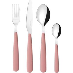 Guzzini - Set 24 posate in acciaio inossidabile, bianco, "POP" (rosa cipria)