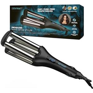 REVAMP Arricciacapelli Progloss Wave Define Professional, tecnologia ionica, cilindri infusi con oli Progloss super leviganti di cheratina, argan e cocco. Design anti-groviglio per onde impeccabili