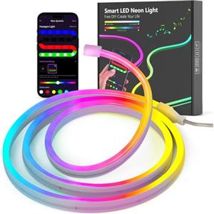 Kangtaixin Neon Striscia LED 1M, Silicone Luci al Neon Flessibile Funziona con APP, DIY Forma, Sincronizzazione Musica, Camera, Cortile, Giardino, Patio, Gaming, Festa Decorazione