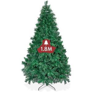 OUSFOT Albero di Natale 180 cm, Verde Albero di Natale 815 Rami RamiEffetto Realistico Con Base in Metallo Materiale PVC,Adatto per Natale,Soggiorni,Decorazioni per Negozi