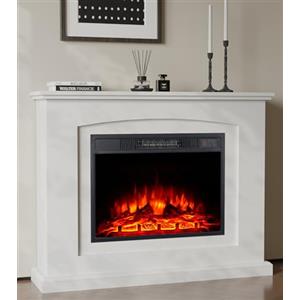 MachenFlame Camino elettrico Sutie 23" con sporgenza e avvolgimento,Effetto fiamma realistica con Stufa elettrica Indipendente,Bianco
