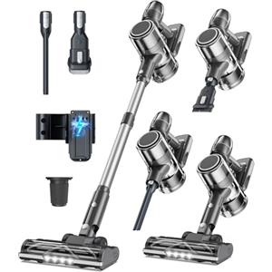 Syntecno Aspirapolvere Senza Fili Scopa Elettrica - Potente Filo Batteria Cordless Vacuum Cleaner Scope Elettriche Sacco Portatile Ciclonico Silenzioso per Divano Tappeti Parquet Pavimenti Peli di Animali