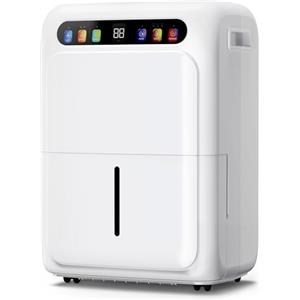 Smeeyo Deumidificatore 20L/giorno，Deumidificatore Casa con Display Digitale Dell'umidità, Serbatoio Dell'acqua da 6L, Tubo di Scarico da 1m, Timer 24 ore, Ventola da 120 mm Ottimizzata per la Pressione