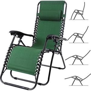 BAKAJI Sedia gravità Zero Sdraio da Giardino Poltrona Relax Pieghevole Salvaspazio Tubolari Acciaio 22mm Reclinabile Tessuto in Oxford, Mare Spiaggia Piscina Arredo Esterno (VERDE)
