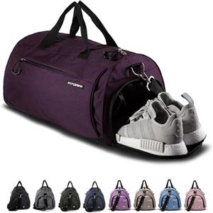 Fitgriff® Borsone Palestra Uomo & Donna V1 - Borsa Sportivo con Porta Scarpe e Tasca Umida da Viaggio, Sport, Fitness, Piscina - Duffel Bag (Mulberry, 48 x 26 x 25 cm (Small))
