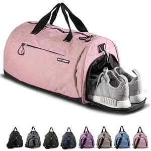 Fitgriff® Borsone Palestra Uomo & Donna V1 - Borsa Sportivo con Porta Scarpe e Tasca Umida da Viaggio, Sport, Fitness, Piscina - Duffel Bag (Rosa, 48 x 26 x 25 cm (Small))
