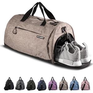 Fitgriff® Borsone Palestra Uomo & Donna V1 - Borsa Sportivo con Porta Scarpe e Tasca Umida da Viaggio, Sport, Fitness, Piscina - Duffel Bag (Sand, 48 x 26 x 25 cm (Small))