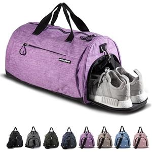 Fitgriff® Borsone Palestra Uomo & Donna V1 - Borsa Sportivo con Porta Scarpe e Tasca Umida da Viaggio, Sport, Fitness, Piscina - Duffel Bag (Purple, 48 x 26 x 25 cm (Small))
