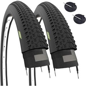 ECOVELO 2 COPERTONI PNEUMATICI 27.5 x 2.10 (54-584) + 2 CAMERE D'ARIA CON VALVOLA FRANCESE BICI MTB GOMMA STRADALE BICI UOMO OFF-ROAD STERRATO TREKKING
