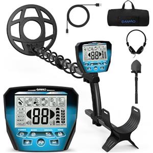 OMMO Metal Detector Professionale per Adulti e Bambini, Metal Detector Ricaricabile USB, 6 Modalità, Alta Sensibilità, Forte Anti-interferenza, Bobina Impermeabile IP68, Blu