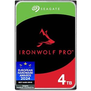 Seagate IronWolf Pro 4TB, Enterprise interna HDD NAS, per RAID NAS, CMR, 3,5-inch, SATA, 6Gb/s, 7200 RPM, 256 MB cache, FFP, Data Rescue Service (ST4000NTZ01)