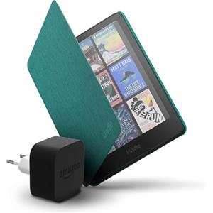 Amazon Kindle Colorsoft 16 GB + Custodia in tessuto verde giada + Caricatore da 9 W