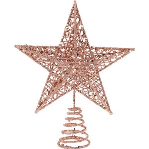 Amosfun Puntale Stella Per Albero Di Natale in Ferro Con Glitter Oro Rosa 7.9 Pollici Decorazione Natalizia Per Casa Ufficio Negozi E Eventi Festivi