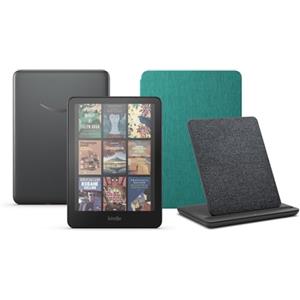 Amazon Kindle Paperwhite Signature Edition (versione 2024) da 32 GB senza pubblicità, una copertura in tessuto Amazon e un dock di ricarica wireless Made for Amazon