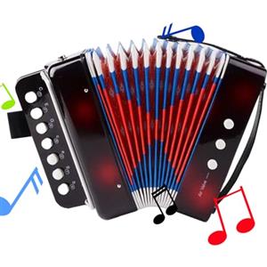 Generico Bambini per la fisarmonica - fisarmonica con 7 chiavi, strumento musicale per principianti | La fisarmonica portatile portatile per bambini di età di 3+, giocattolo musicale per bambini, regalo per ra