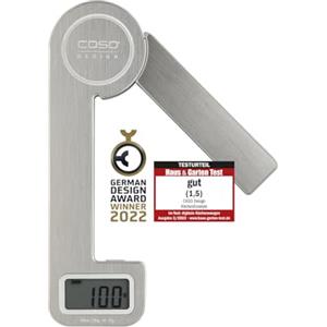 Caso KitchenEcostyle 3266 - Bilancia da cucina digitale con energia cinetica, non necessita di batterie, fino a 5 kg in incrementi di 1 g, ultra piatta, in acciaio inox