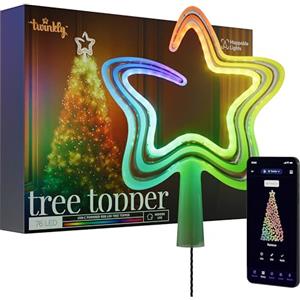 Twinkly Tree Topper, Puntale Albero di Natale Luminoso, Puntale a Stella con 74 LED RGB Mappabili, USB Tipo C, Luci LED Smart Multicolore, Compatibile con Alexa e Google Home, Controllato da App