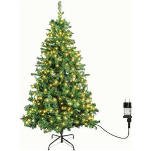 Aigostar Albero di Natale Artificiale da 210 CM,con Catena di Luci LED da 23 M,400 LED Bianco Caldo,8 Modalità di Illuminazione,600 Rami,Colore Verde,Include Supporto in Metallo.