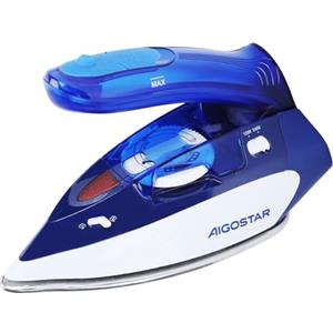 Aigostar Ferro da Stiro a Vapore da Viaggio (Doppio Voltaggio, 1100 W, Piastra in Acciaio Inox, Serbatoio D'acqua da 80 ml. Impugnatura Pieghevole) Piccolo ferro da stiro da viaggio