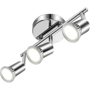 Aigostar Faretti LED Soffitto Orientabili, Lampada da Soffitto GU10, 3 Luci Lampadario Camera da Letto Cucina Soggiorno 220V (Lampadine non incluse), 2 pezzi