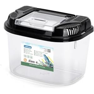 Nobleza Terrario di Plastica per Rettili,Adatto per Tartarughe Geco Lucertola Serpente Ragno,Scatola di Trasparente con Coperchio,Ventilata e Maniglia,Taglia M: L22.4*W15.3*H15.3cm