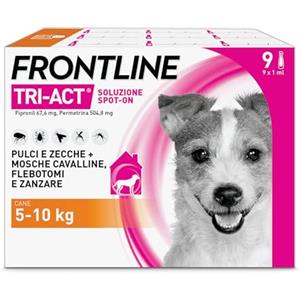 FRONTLINE Triact, 9 Pipette, Cane S (5-10 kg), Antiparassitario per Cani e Cuccioli di Lunga Durata, Protegge il Cane da Pulci, Zecche, Zanzare, Pappataci e Leishmaniosi, Antipulci 9 Pipette