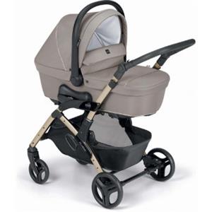 Cam Trio Fluido Easy Passeggino Carrozzina Ovetto e Borsa Beige Scuro Telaio Oro